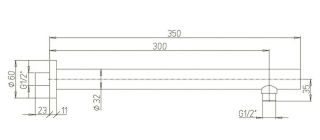 Кронштейн для верхнего душа Paini 50CR745TT35 35см хром